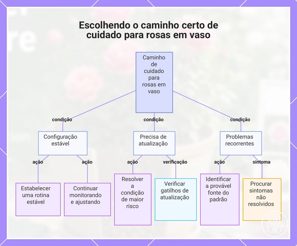 Escolhendo o caminho certo de cuidado para rosas em vaso