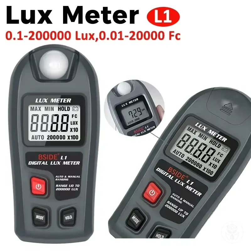 Elde taşınan sensörlü ve LCD ekranlı dijital lüks ışık ölçer